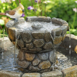 Primrose Cobbled Solar Powered Bird Bath Outdoor Water Feature Fountain H68Cm - thumbnail 4