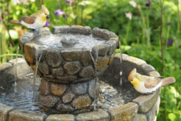 Primrose Cobbled Solar Powered Bird Bath Outdoor Water Feature Fountain H68Cm - thumbnail 5