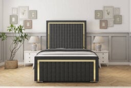 "Sloomy Boston Gold Graphite Dumfries Bed Frame With Mattress With 50"" Upholstered Headboard 2'6 Small Single" - thumbnail 1