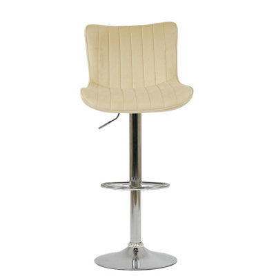 Lakeland Furniture Torbay Cream Velvet Chrome Adjustable Base Bar Stool - image 1