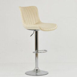 Lakeland Furniture Torbay Cream Velvet Chrome Adjustable Base Bar Stool - thumbnail 4