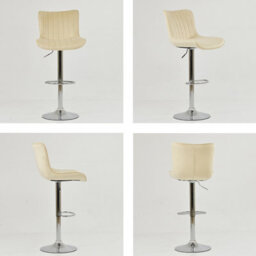 Lakeland Furniture Torbay Cream Velvet Chrome Adjustable Base Bar Stool - thumbnail 2
