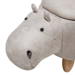 Beliani Hippo Kids Stool With Storage Light Grey Faux Leather And Rubberwood Legs - Nursery Footstool - thumbnail 7