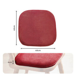 Pack Of 2 Burgundy Dining Chair Seat Pads, Memory Foam Cushions With Chenille Cover, Slip Resistant Back & Bound Edges - thumbnail 4