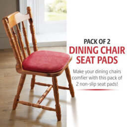 Pack Of 2 Burgundy Dining Chair Seat Pads, Memory Foam Cushions With Chenille Cover, Slip Resistant Back & Bound Edges - thumbnail 2
