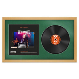 "30X17"" Country Pine Modern Vinyl Record Frame With Emerald Mount For 12 Inch Lp Album Cover & Disc - Ak Frames" - thumbnail 1
