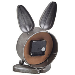 Wyld And Coco Aurora Bunny Table Clock Silver Metal Modern - Freestanding Round Clock With Glass Accents, 15 X 10 X 24 Cm - thumbnail 5
