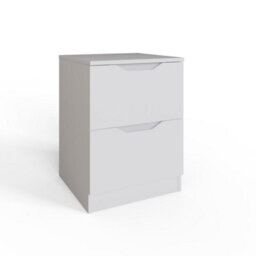 Fwstyle Luno White 2 Drawer Bedside Chest Nightstand (H) 54Cm (W) 40Cm (D) 40Cm Extra Deep Drawers - thumbnail 3