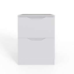 Fwstyle Luno White 2 Drawer Bedside Chest Nightstand (H) 54Cm (W) 40Cm (D) 40Cm Extra Deep Drawers - thumbnail 2