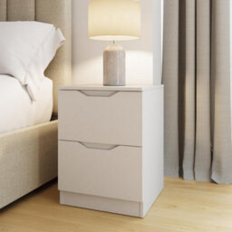Fwstyle Luno White 2 Drawer Bedside Chest Nightstand (H) 54Cm (W) 40Cm (D) 40Cm Extra Deep Drawers - thumbnail 1