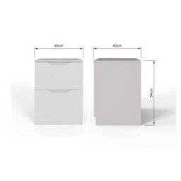 Fwstyle Luno White 2 Drawer Bedside Chest Nightstand (H) 54Cm (W) 40Cm (D) 40Cm Extra Deep Drawers - thumbnail 6