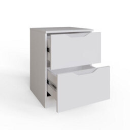 Fwstyle Luno White 2 Drawer Bedside Chest Nightstand (H) 54Cm (W) 40Cm (D) 40Cm Extra Deep Drawers - thumbnail 5