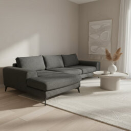 Abakus Direct Venice Chenille Corner Sofa In Black Left Facing With Deep Seats And Extra-Wide Padded Arms - thumbnail 5