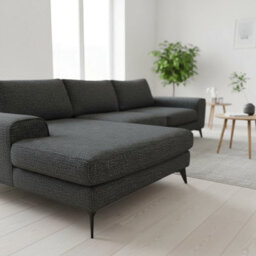 Abakus Direct Venice Chenille Corner Sofa In Black Left Facing With Deep Seats And Extra-Wide Padded Arms - thumbnail 4