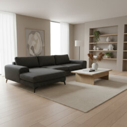 Abakus Direct Venice Chenille Corner Sofa In Black Left Facing With Deep Seats And Extra-Wide Padded Arms - thumbnail 7