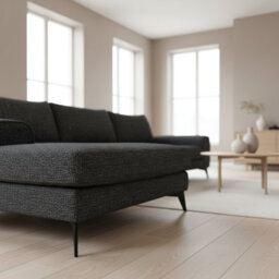 Abakus Direct Venice Chenille Corner Sofa In Black Left Facing With Deep Seats And Extra-Wide Padded Arms - thumbnail 6