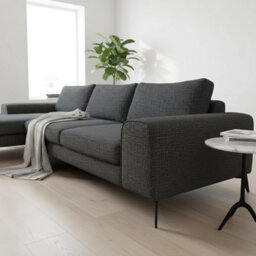 Abakus Direct Venice Chenille Corner Sofa In Black Left Facing With Deep Seats And Extra-Wide Padded Arms - thumbnail 3