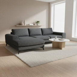 Abakus Direct Venice Chenille Corner Sofa In Black Left Facing With Deep Seats And Extra-Wide Padded Arms - thumbnail 2