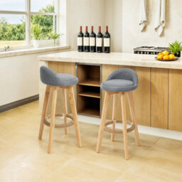 Set Of 2 Bar Stools Low Back Padded Chairs Kitchen Island Chair Breakfast Stools - thumbnail 6