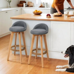 Set Of 2 Bar Stools Low Back Padded Chairs Kitchen Island Chair Breakfast Stools - thumbnail 1