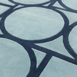 Blue Geometric Wool Bordered Handmad Rug For Bedroom & Living Room-120Cm X 170Cm - thumbnail 2