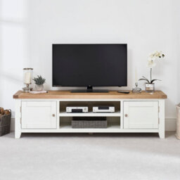 The Furniture Market Cheshire White Painted Large Widescreen Tv Unit Up To 80 Tv Size