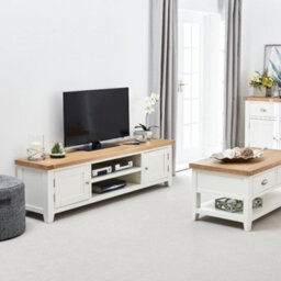 The Furniture Market Cheshire White Painted Large Widescreen Tv Unit Up To 80 Tv Size - thumbnail 3