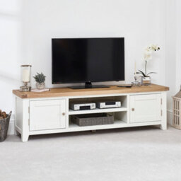 The Furniture Market Cheshire White Painted Large Widescreen Tv Unit Up To 80 Tv Size - thumbnail 2
