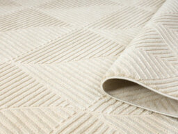 Vellure Modern Indoor Living Room Area Rug Embossed Metallic Sheen Pyramid Design Cream 200X290 Cm - thumbnail 4