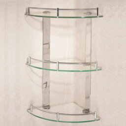 Living And Home 3 Tier Wall Mounted Tempered Glass Corner Bathroom Shelf Shower Storage Organizer Dia 20 Cm - thumbnail 7