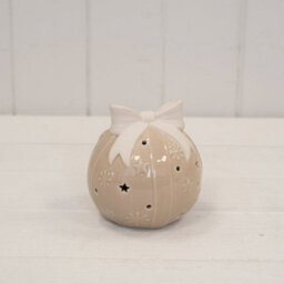 Four Candle Beige Led Bauble With Bow Christmas Decoration - thumbnail 2