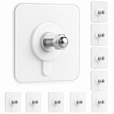 Volunx Self Adhesive Wall Hooks Screw No Drill Strong Sticky Hooks Bathroom Kitchen Home 5-20 - image 1