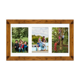 AK Frames 40X20Cm Rustic Oak Modern Multi Photo Frame With White Mount - Holds 3 Apertures (3X) 6X4 Photos - thumbnail 1