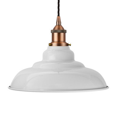 Pale Grey St Edmund's Painted Dome Pendant Light With Matt Antique Copper Lamp Holder And Black Twisted Cable - Se Home - image 1