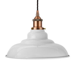 Pale Grey St Edmund's Painted Dome Pendant Light With Matt Antique Copper Lamp Holder And Black Twisted Cable - Se Home - thumbnail 1