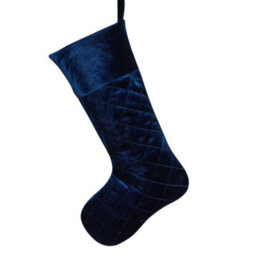 Dibor Set Of 2 Traditional Harrington Quilted Grey & Blue Velvet Xmas Gift Decoration Christmas Stocking For Kids - thumbnail 2