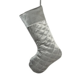 Dibor Set Of 2 Traditional Harrington Quilted Grey & Blue Velvet Xmas Gift Decoration Christmas Stocking For Kids - thumbnail 3