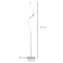 Spiral Floor Lamp For Living Room With 3 Adjustable Brightness, Silver - thumbnail 2