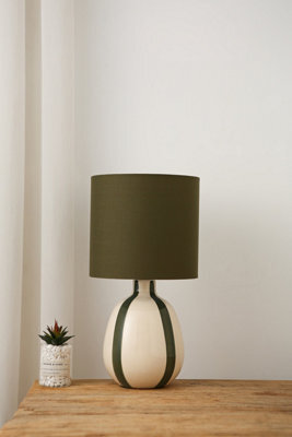 K Living Toga 41Cm Ceramic Green Stripe Ceramic Table Lamp - image 1