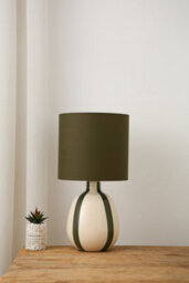 K Living Toga 41Cm Ceramic Green Stripe Ceramic Table Lamp