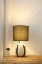 K Living Toga 41Cm Ceramic Green Stripe Ceramic Table Lamp - thumbnail 2