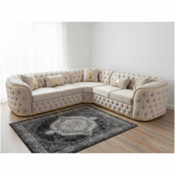 Stratus Interiors Ambassador Sofa Chesterfield Toronto Metal Trim Fabric - Frill Design - L Shape Corner - Silver Trim - thumbnail 1