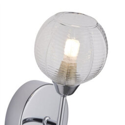 First Choice Lighting Set Of 2 Tatton - Chrome With Ribbed Glass Wall Lamps - thumbnail 4