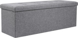 Storage Ottoman Padded Foldable Bench Chest With Lid Holds Up To 100 Kg For Bedroom Room Grey Linen 110Cm X 38 Cm X 38 Cm - thumbnail 2