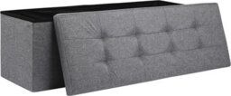 Storage Ottoman Padded Foldable Bench Chest With Lid Holds Up To 100 Kg For Bedroom Room Grey Linen 110Cm X 38 Cm X 38 Cm - thumbnail 1