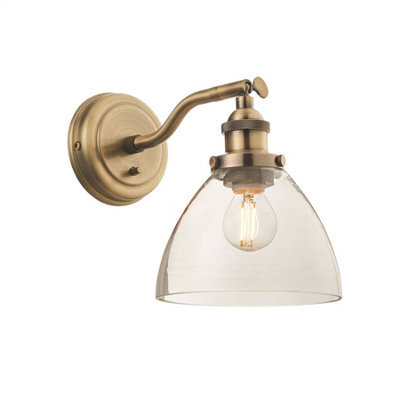 Luminosa Lighting Luminosa Hansen 1 Light Wall Glass, Antique Brass Plate, E14