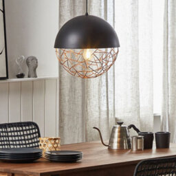 Beliani 1-Light Globe Pendant Black With Gold Accent, 35Cm Dia - Adjustable Drop - thumbnail 1