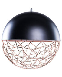 Beliani 1-Light Globe Pendant Black With Gold Accent, 35Cm Dia - Adjustable Drop - thumbnail 2