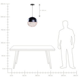 Beliani 1-Light Globe Pendant Black With Gold Accent, 35Cm Dia - Adjustable Drop - thumbnail 6