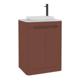 Royal Bathrooms Venice 600mm Terracotta Clay Freestanding Bathroom Countertop Vanity Unit 2 Door With Qubix Basin - thumbnail 7